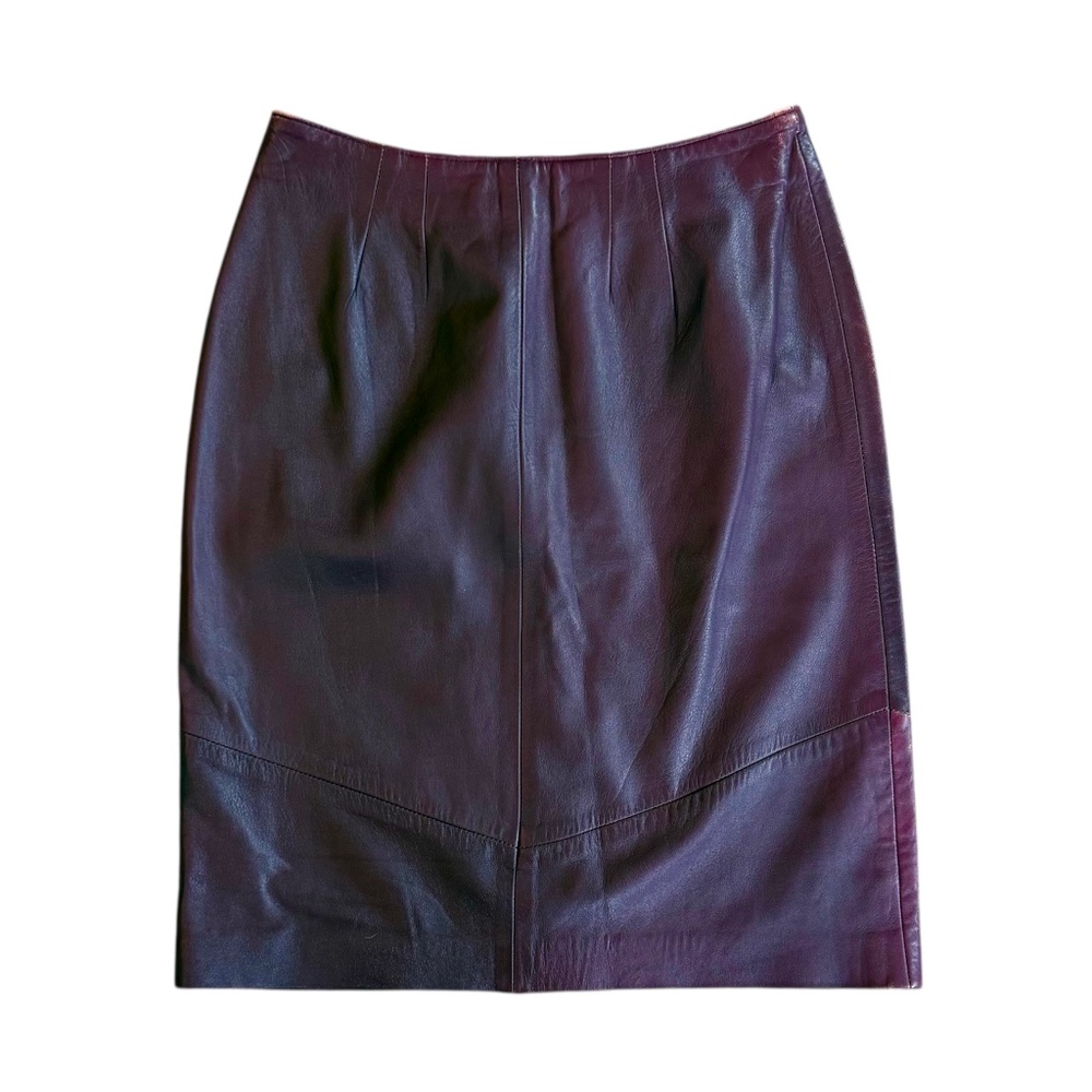 EREZ I.magnin Vintage Bordeaux Wine Leather Skirt
